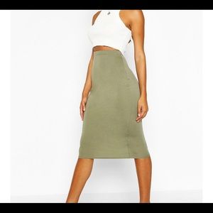 Olive green midi skirt